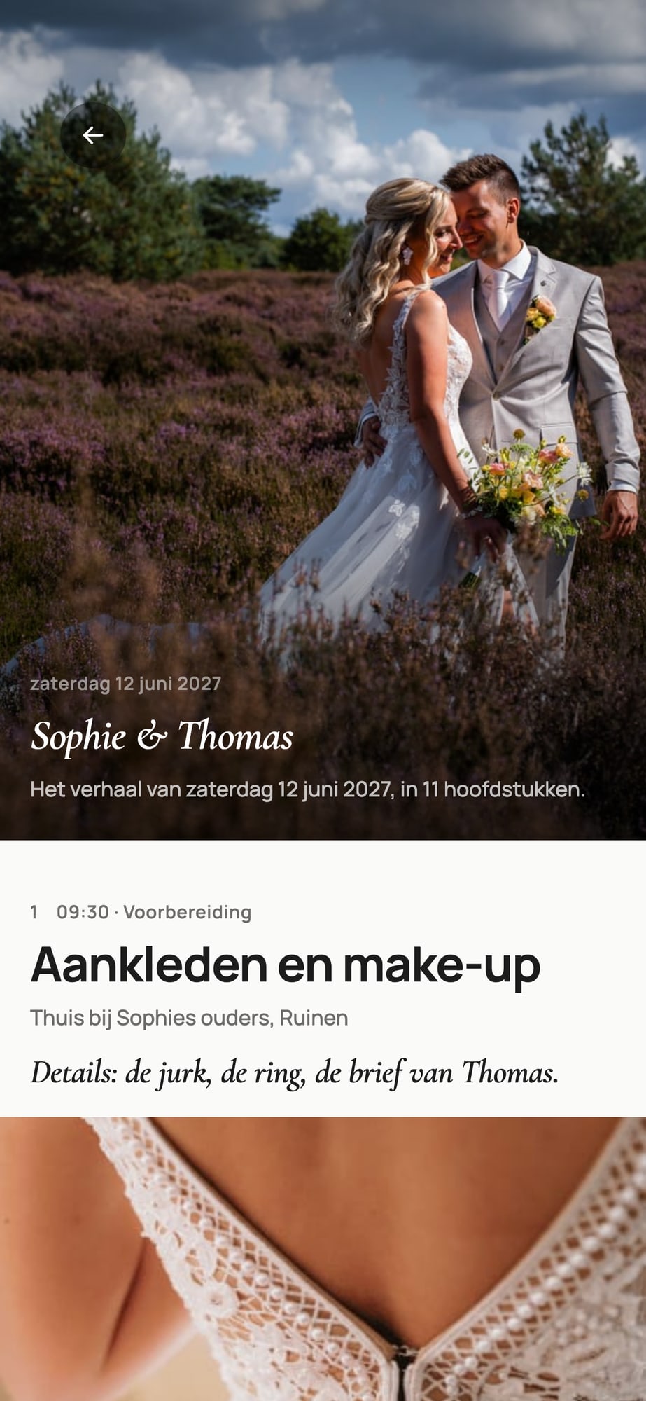 Voorbeeldscherm: het verhaal van de dag in hoofdstukken