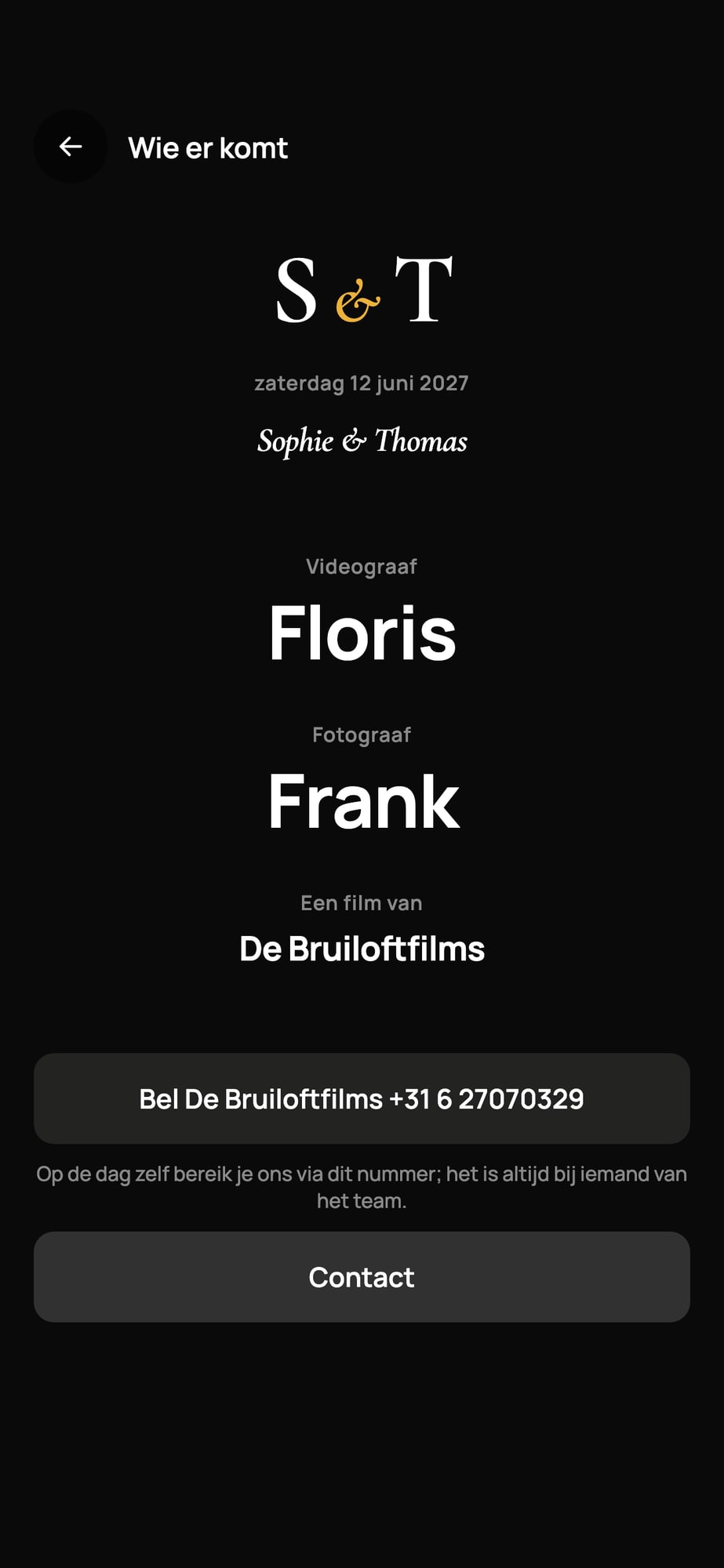Voorbeeldscherm: Wie er komt, met videograaf Floris en fotograaf Frank