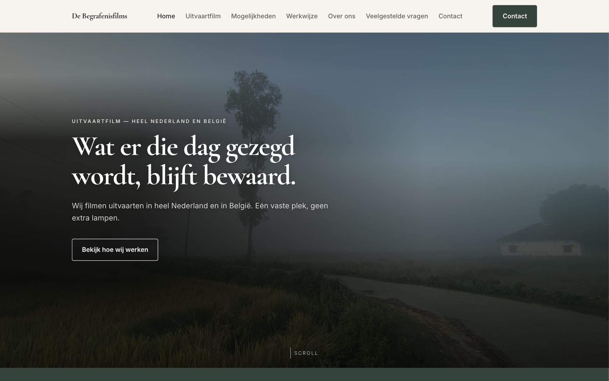 Startpagina van de website van De Begrafenisfilms
